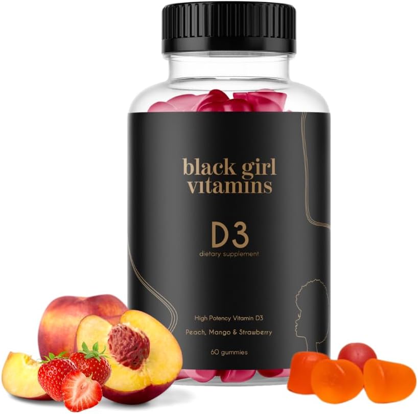 Vitaminas Black Girl - Vitamina D3 Gummies, para Immune, Energy y Bone Support, 2000IU (50mcg) Vitamina D por Serving, Gluten-Free Vitamin D Gummies