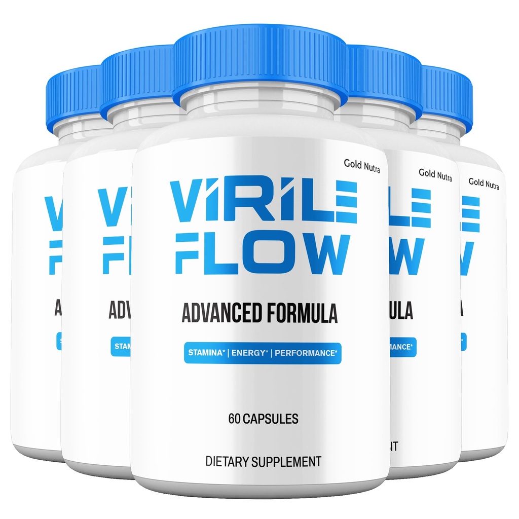 Virile Flow Capsules, Maximum Strength All-Natural Supplement for Men, Official VirileFlow Advanced Premium Formula Vitamin Pills (5 Pack)
