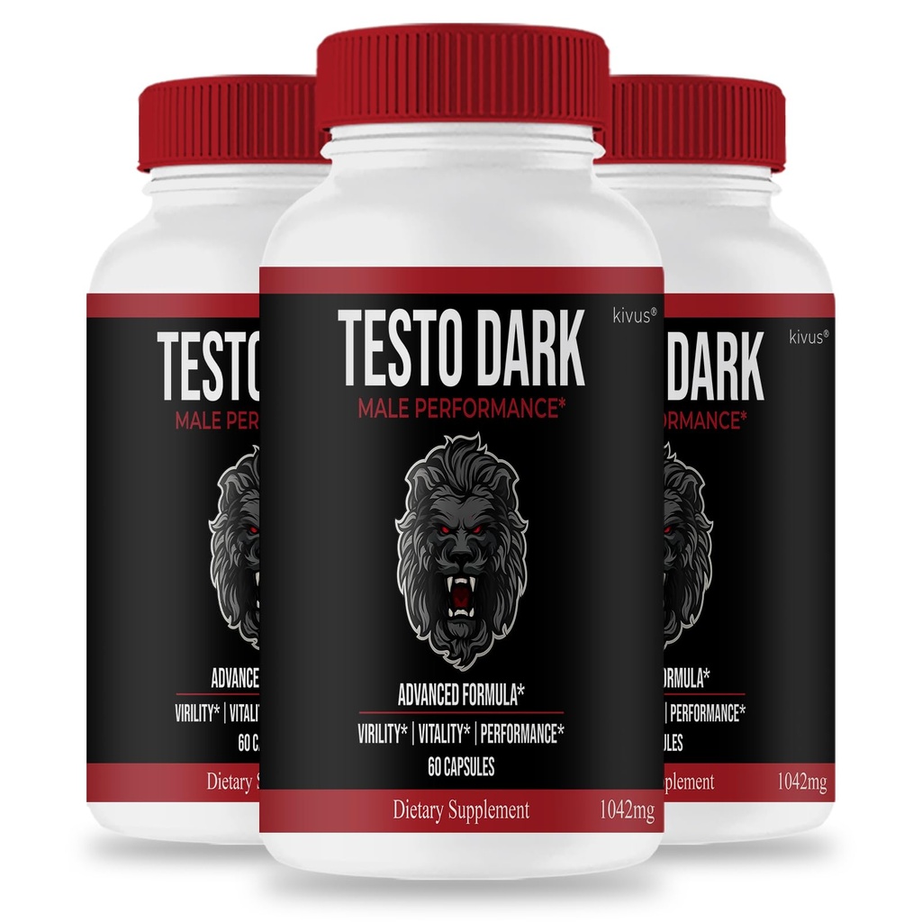 kivus TestoDark - Testo Dark Premium Formula Capsules (3 Pack, 180 Count)