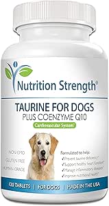 Taurina para perros, Apoyo a una función cardíaca saludable, Enfermedades Inflamatorias resistentes, con Coenzima Q10 para ayudar a manejar el fracaso cardíaco y DCM en perros, 120 Tablas Chewable