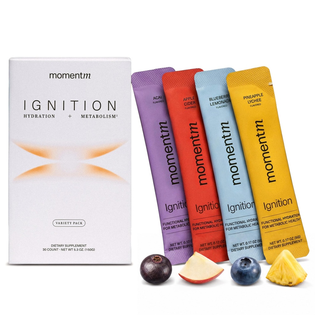 momentM Ignition Electrolyte Hydration Mix, Variety Pack, 30 Sticks