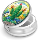 Pill Box-3 Compartment Funda de pequeña pill para purse &amp; Pocket Mini Metal Pill Holder Travel Pill Container to Hold Supplements Vitamins BPA-Free (Cactus)