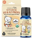 Legendairy Milk Organic Baby Vitamin D3 K2 Liquid Drops, 400 UI de Baby Vitamin D Drops for Infants with K2 Drops, Vitamin D Drops for Newborns, Toddlers, and Kids, Vegan, 90 Drops Liquid