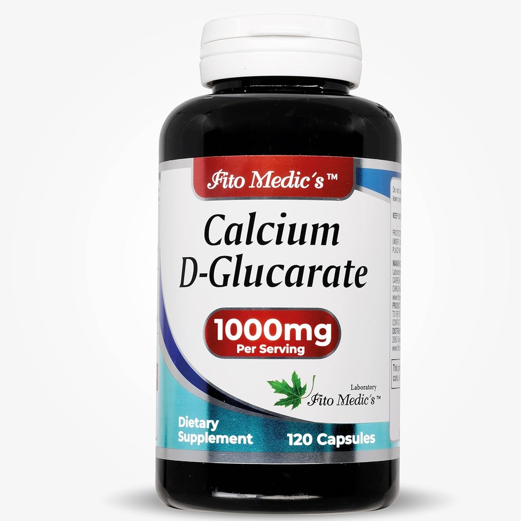 Lab - Calcio d-glucarate, Calcio 1000mg -120 Caps, Calcio Suplemento- Menopaus Soporte- Hormona Harmony- Liver Detox- Detox Cleanse- Ultra alta Absorción- Calcio, Calcio.