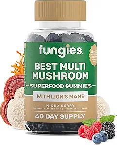 Fungies Multi Mushroom Gummies for Men &amp; Women - Mushroom Suplemento Incluye Mane de León, Cordyceps, Reishi, Chaga, Shiitake, Maitake & Turquía Tail - Gelatin-Free, Gluten-Free & Vegan Gummy Vitaminas