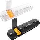 Organizador semanal de píldoras 2 veces al día, caja de píldoras de viaje 7 días Compartimientos extra grandes Vitamina Holder, Contenedor diario de píldoras 7 días dispensador de medicina XL para caso de aceite de pescado (2PCS Black-White)