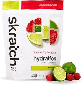 Skratch Labs Hydration Powder ← Sport Drink Mix ← Electrolytes Powder for Exercise, Endurance, and Performance ← Raspberry Limeade with Caffeine TEN 20 Servings ← Non-GMO, Vegan, Kosher