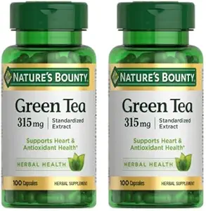 Bonoty Green Tea Pills and Herbal Health Supplement, Supports Heart and Antioxidant Health, 315mg, 100 Capsules (Pack of 2)