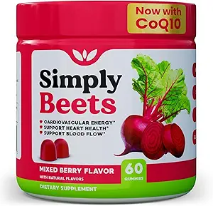 Gummies de remolacha con coQ10-Nitric Oxide & Energy Support-Non-GMO Beet Poroot Powder " Grape Seed Extract- Natural Mixed Berry Flavor-60 Count
