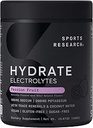 Sports Research® Hydrate Electrolytes Powder - Sin azúcar &amp; naturalmente saboreado con vitaminas, minerales y agua de coco - Soporta hidratación - Pasión Fruta - 90 Servimientos