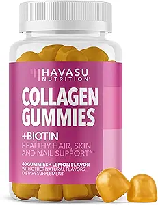 Collagen Gummies for Women and Men with 2500mcg Biotin, Zinc, Vitamina C & E - Hidrolyzed Collagen Gummies for Hair, Skin & Nail Support - Biotin and Collagen Gummies - Lemon Flavor - 30 Servings