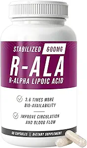 NERVE RENEW R-ALA Stabilized R Alpha Lipoic Acid 600mg Nerve Support Suplemento 3 Pack