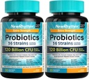 NewRhythm Probiotics 120 Billion CFU 36 Strains, 3-in-1 Probiotics for Digestive Health & Immune Support with Prebiotics & Enzymes, Probioticos for Women & Men, Vegan Targeted Release Supplement, 60ct
