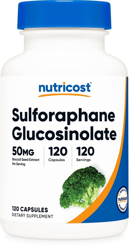 Nutricost Sulforaphane Glucosinolate (SGS) (120 cápsulas) - 50 mg Broccoli Seed Extract Por Serving