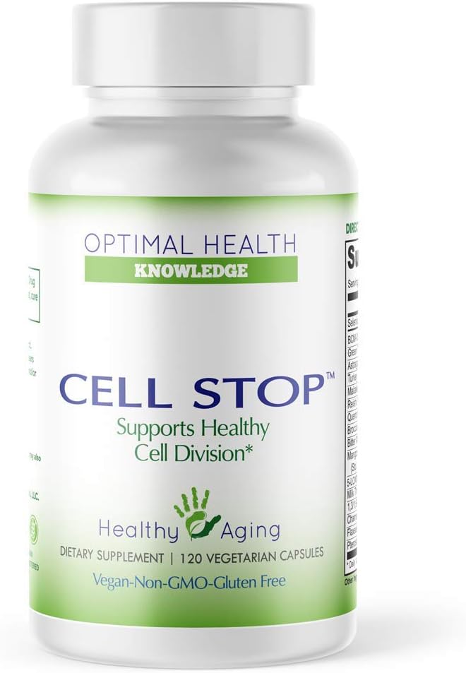 CELL STOP - Powerful Cell Division Support, Propriety Blend incluye Curcumin, Green Tea, Reishi Mushroom, Turquía Tail Mushroom, Broccoli Extract, 1,3/1,6 Beta Glucan, and Other - 120 Veggie Capsules