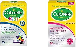 Culturelle Immune Defense Probiotic with Vitamin C, Vitamina D and Zinc + Elderberry, Non-GMO, 4-in-1 &amp; Women’s 4-in-1 Daily Probiotic Supplements for Women - Supports Vaginal Health