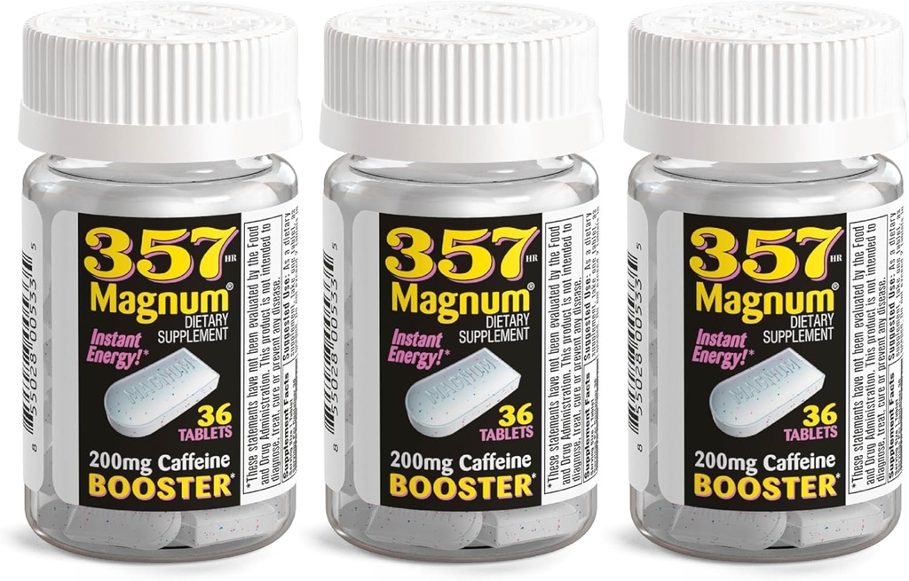 357 Magnum - Tablas de energía Formuladas con Caffeine - 36 cápsulas - 3 Pack