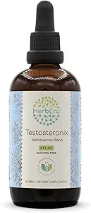 HerbEra Testosteronix B120 Extracto libre de alcohol, gotas líquidas concentradas: Ashwagandha, Tribulus Fruit, Saw Palmetto Berry, Cardamom Pods, Barrenwort, Fenugreek. Pine Pollen. Testosterona Blend 4 Oz