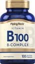 Piping Rock Vitamina B-100 Complejo tención 100 cápsulas Ø Vitaminas B12, B1, B2, B6 Silencio No GMO, Gluten Suplemento Gratis