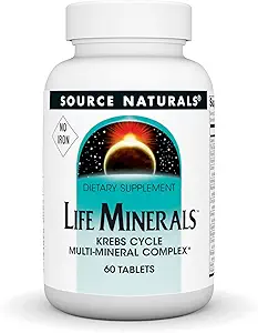 Fuente Naturales High Bioactividad Life Minerals, Iron Free - Krebs Cycle Multi-Mineral Complex - 60 Tablets