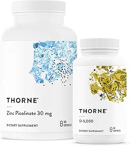 THORNE - Esenciales de bienestar - Zinc &amp; Vitamina D3 Combo para soporte de inmuno y hueso - 60 a 180 Servimientos