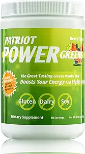 Patriot Power Greens: 40+ Frutas & Verduras, Suplemento dietético Superalimentario Orgánico, 60 Serviciones