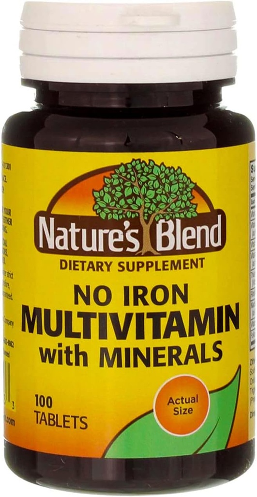 Vitamina Múltiple de la Naturaleza con Tablas de Minerales No Hierro - 100 Tabletas, Pack de 3
