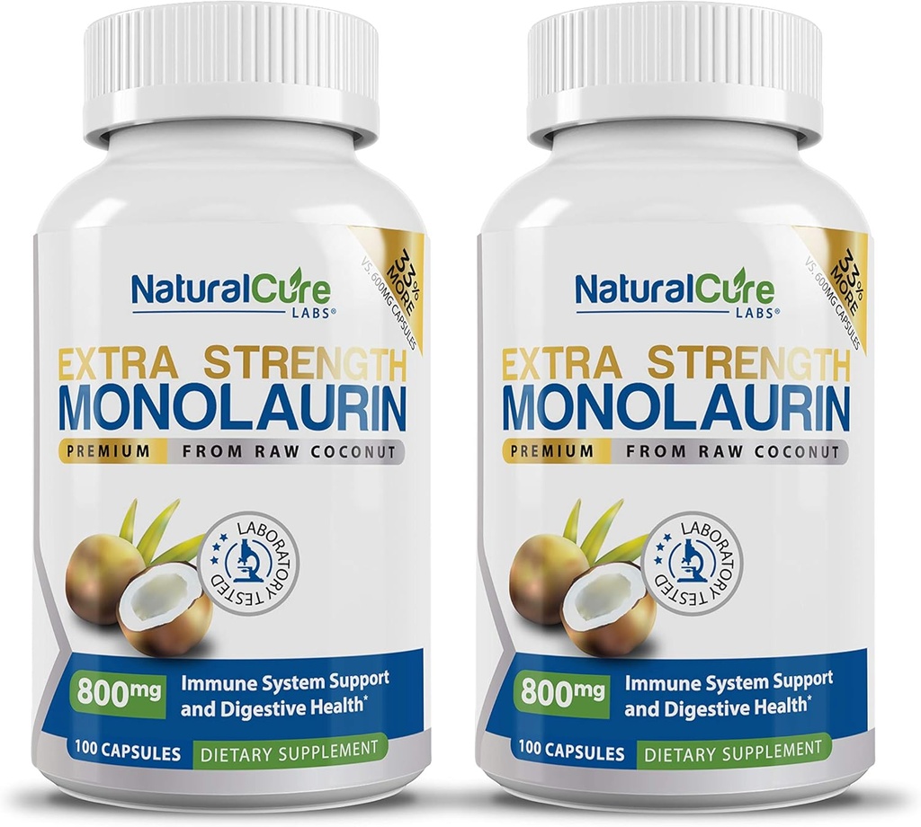 Laboratorios de Cure natural Monolaurin de fuerza extra 800mg - 2 Pack, 200 cápsulas