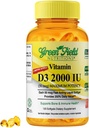 Greenfield Nutritions Halal Vitamin D3 2000 IU Softgel - 50 mcg High Potency D3, 120 Unflavored Mini Softgels - Halal Vitaminas D con Halal Beef Gelatin, soporta Immune Bone Teeth Brain and Hair