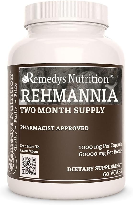 Nutrición de Rehmannia Root - 1.000 mg, 60 cápsulas veganos Suplemento dietético - 2 meses de suministro