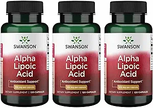 Swanson Alpha Lipoic Acid - Suplemento Natural Apoyo a Niveles de Presión Sanitaria Saludable Ya dentro de un rango normal - promueve el metabolismo de carbohidratos - (120 cápsulas, 100 mg cada uno) (3 Pack)