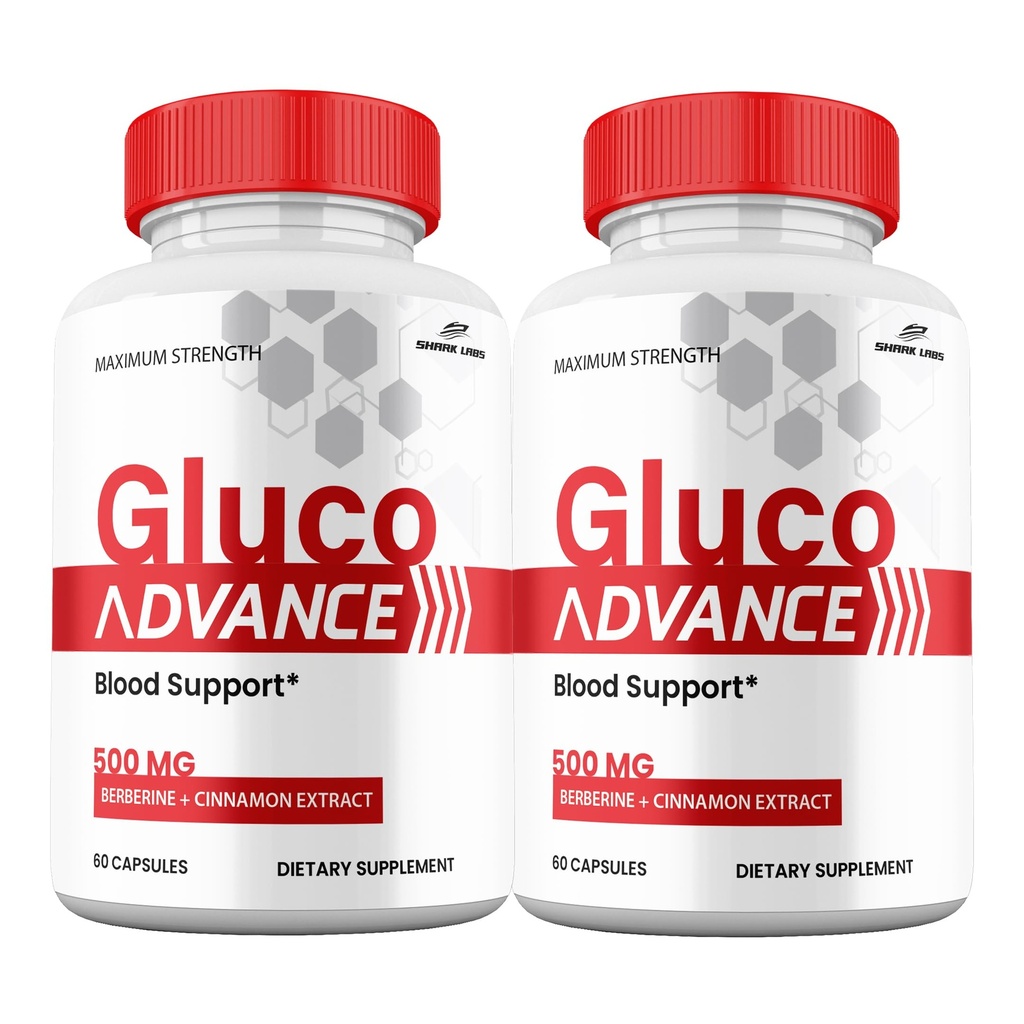 (2 Pack) Gluco Advance Capsules, All Natural Supplement Maximum Strength, Gluco Advance Premium Blood Formula Pills, 2 Month Supply