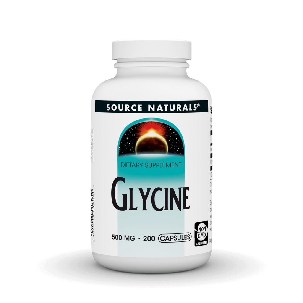 Fuente Natural Glicina 500 mg Suplemento dietético Aminoácidos - 200 cápsulas