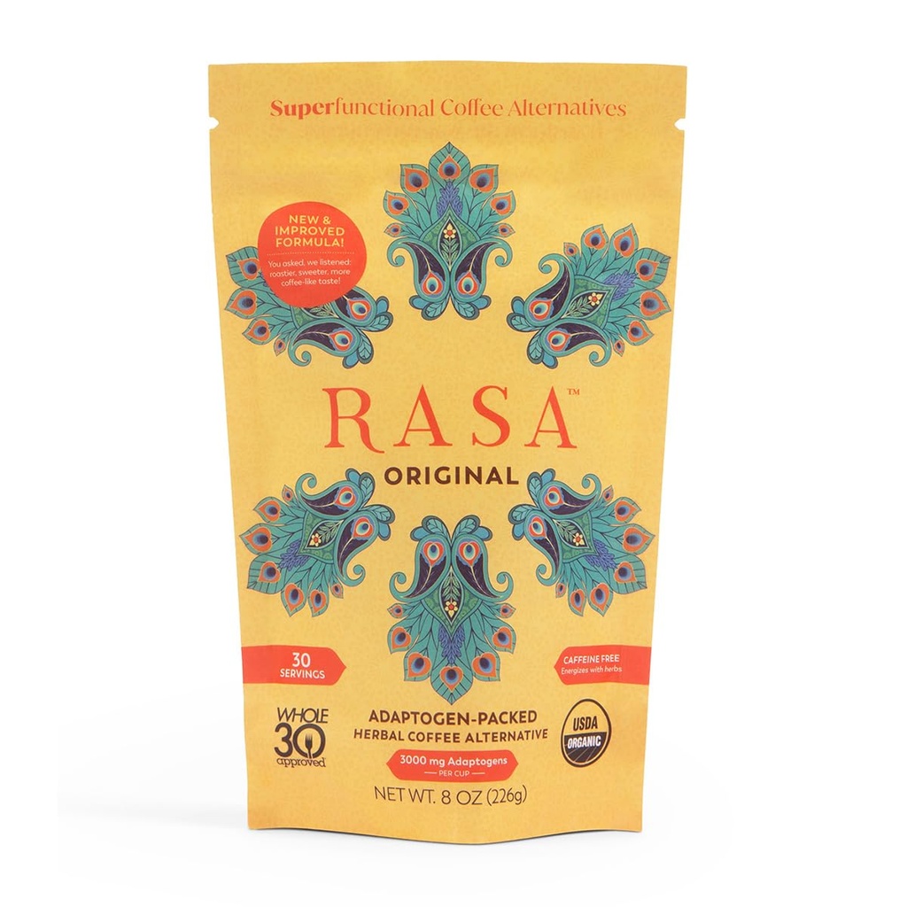 Rasa Original – Adaptogenic Mushroom Coffee Alternative to Support Better General Wellness, Better Sleep, Clearer Skin ¦ Vegan, Keto, Whole 30, Ayurveda Wellness Tonic with Chaga + Reishi (8 oz / 30 Servings)