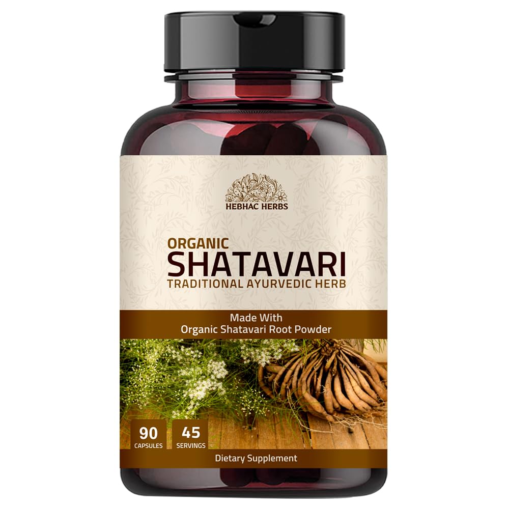 Shatavari Capsules 1000mg Silencio Made with Organic Shatavari 45 Day Supply TENER UNA HORB AYurvédica para Vata & Pitta, (90 cápsulas)