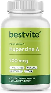 BestVITE Huperzine A 200mcg de Huperzia Serrata (120 cápsulas vegetarianas) - Sin agentes de flujo - Vegan - No GMO - Gluten Free - Formulario superior de Huperzine A