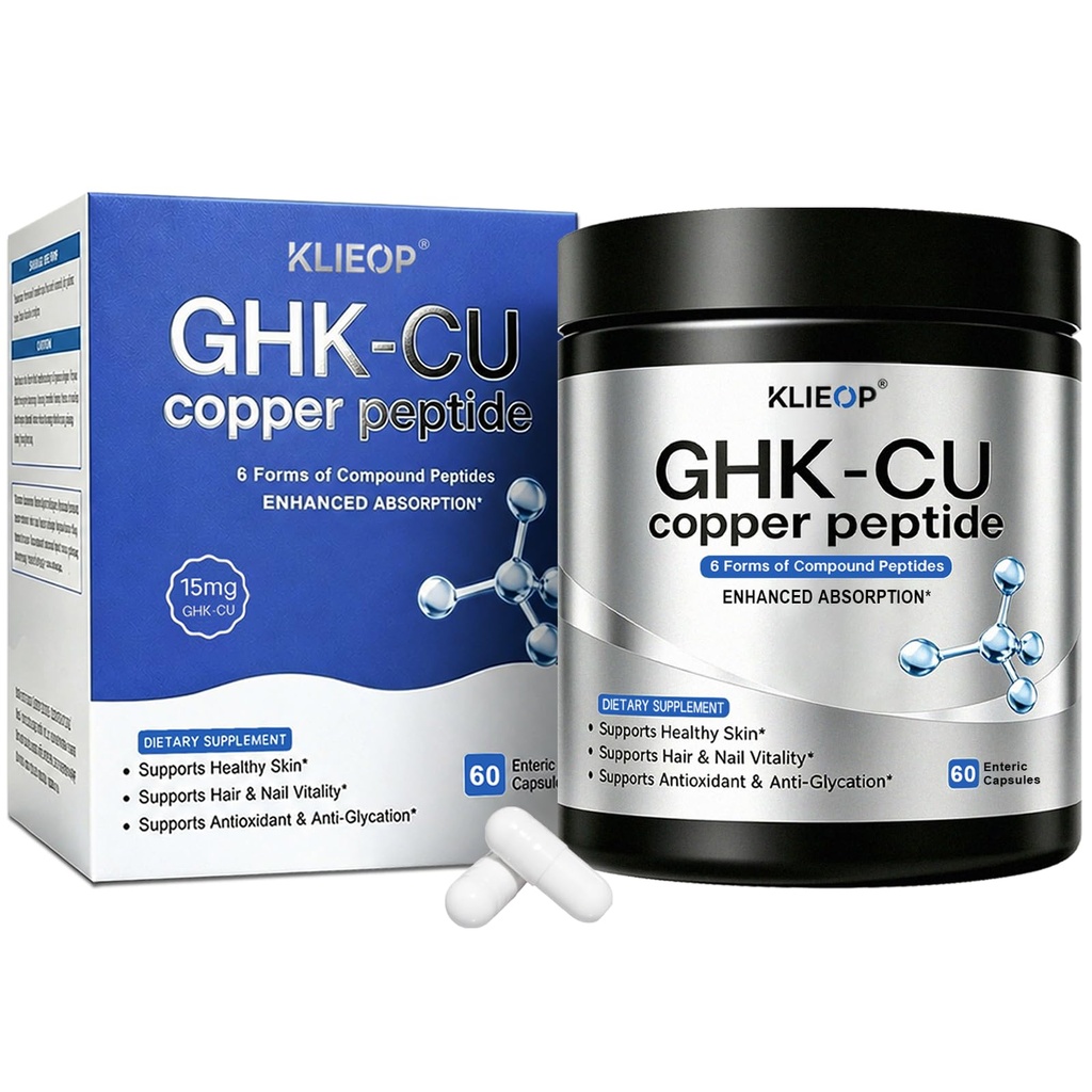 GHK-Cu Copper Peptide Supplement GHK Cu Peptide Complex 60 Capsules | 6-in-1 Peptide Complex, For Skin & Hair, Easy to Absorb
