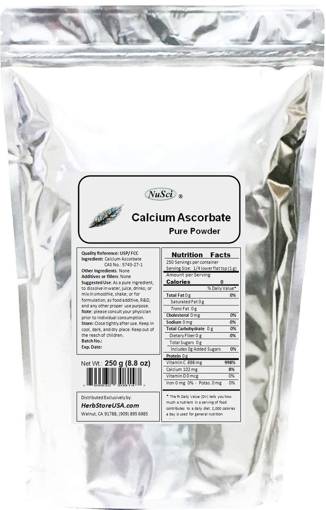 Calcium Ascorbate Pure Powder Buffered Vitamin C (250 Grams (8.8 oz))