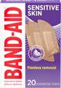 Bandajes adhesivos de marca de banda para piel sensible, bandas de primeros auxilios hipoalergénicos con eliminación sin dolor, permanece en cuando húmedo y adecuado para piel de prono Eczema, estéril, surtido, 20 ct