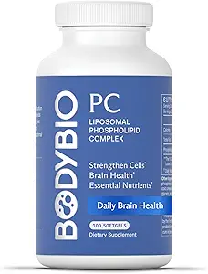 BodyBio PC - Phosphatidylcholine for Brain Health, Mental Clarity, Cognitive Function, Cellular Repair &amp; Healthy Aging, Phospholipid Complex Supplement for Gentle Daily Detox