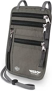 Hero Neck Wallet, RFID Blocking Passport Holder, Fácil de Conceal Travel Pouch