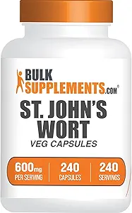 BulkSupplements.com St. Johns Wort Capsules - Hypericum Perforatum, St. John's Wort Herbal Suplementos - Vegan, 1 cápsula por Serving, 240 Veg Capsules (Pack of 1)