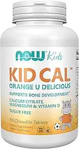 AHORA Suplementos de alimentos, Kid Cal con Citrato de calcio, Magnesio y Vitamina D, Tart Orange, 100 Chewables, embalaje puede variar