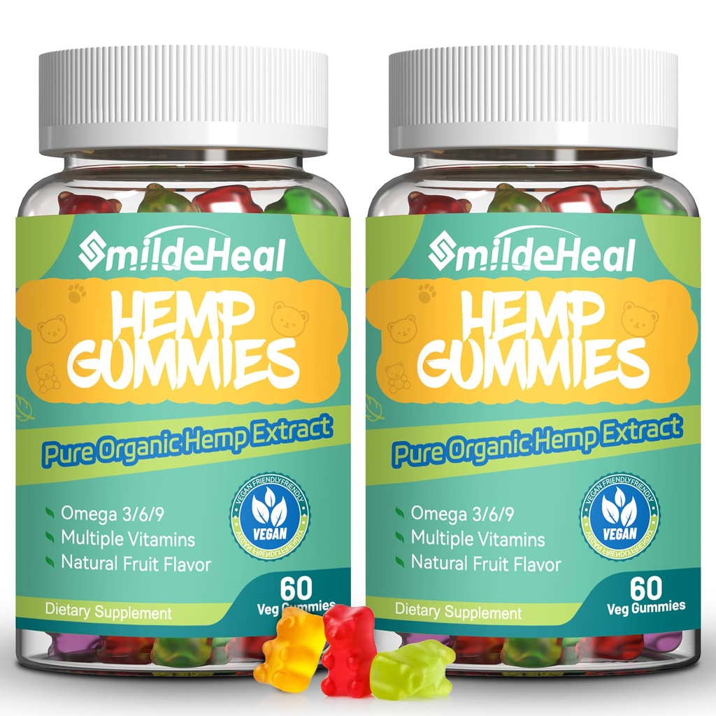 2 paquetes de cáñamo Gummies, 1,500,000 extra Fortalecer las gomas de cáñamo orgánico, cáñamo suplemento de cáñamo con extracto de aceite de cáñamo, 120 gummies