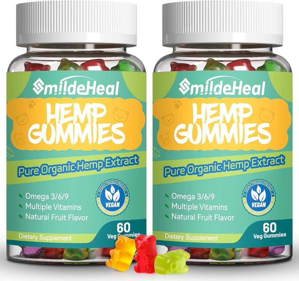 2 paquetes de cáñamo Gummies, 1,500,000 extra Fortalecer las gomas de cáñamo orgánico, cáñamo suplemento de cáñamo con extracto de aceite de cáñamo, 120 gummies