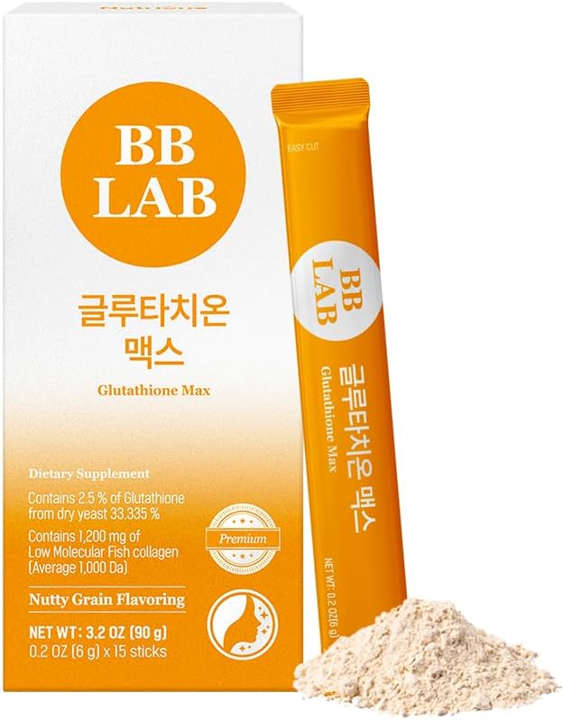 BB LAB Glutathione Max Powder Stick Suplemento, Corea Glutathione, Bajo Colágeno de Pesca Molecular para Mujer, Vitamina C, Absorción rápida, Antioxidante, Anti-Aging