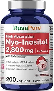 NusaPure Myo-Inositol 2800mg, 200 cápsulas, suplemento de fuerza adicional, no GMO