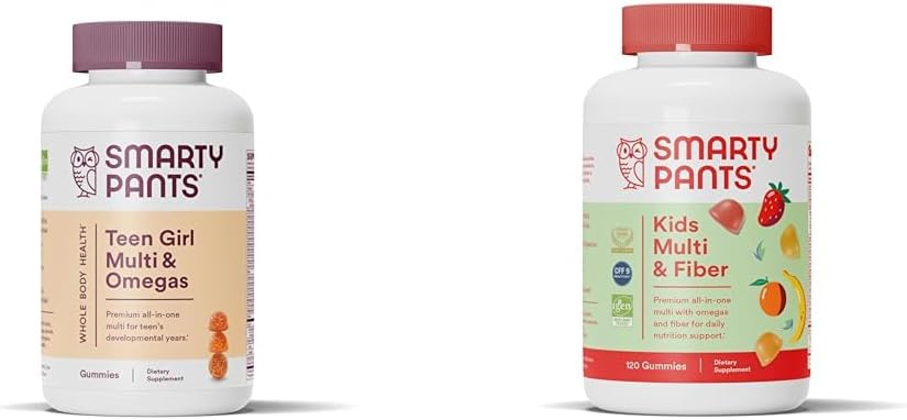 SmartyPants Teen Girl Multivitamin Gummies: Omega 3 Fish Oil (EPA/DHA), Vitamina D3, C, Vitamina B12 &amp; Kids Multivitamin Gummies y Fiber Suplemento: Omega 3 Fish Oil (EPA/DHA)