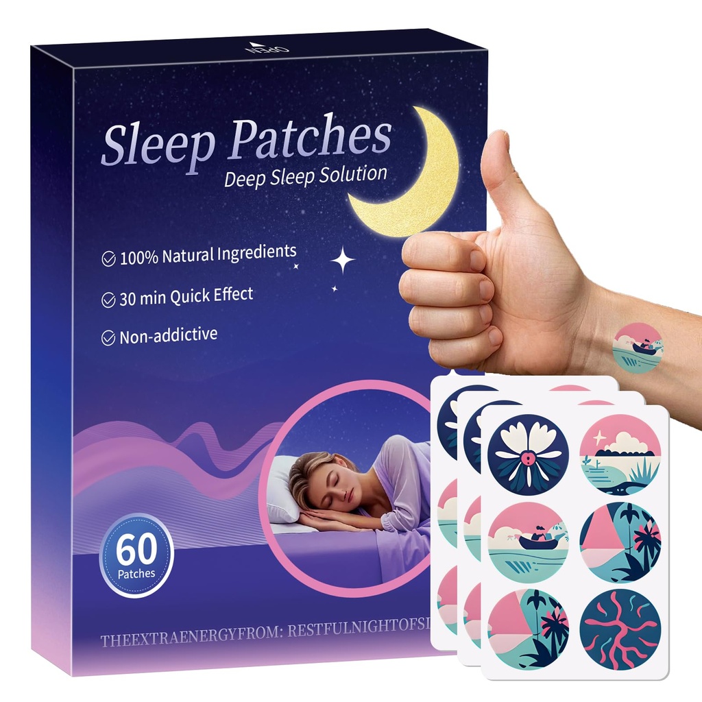 Sleep Patches, 60 Pack Upgraded Deep Sleep Patches for Adults, Made of All-Natural Ingredients, for Men and Women, Highly Breathable and Suitable for Hot Weather，Easy to Use that Last All Night