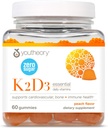 Youtheory K2D3 - Bone & Heart Health Support* - Combines Vitamin D3 & Vitamin K2 - Dairy, Soy & Gluten Free - Peach, 60 Vegetarian Gummies
